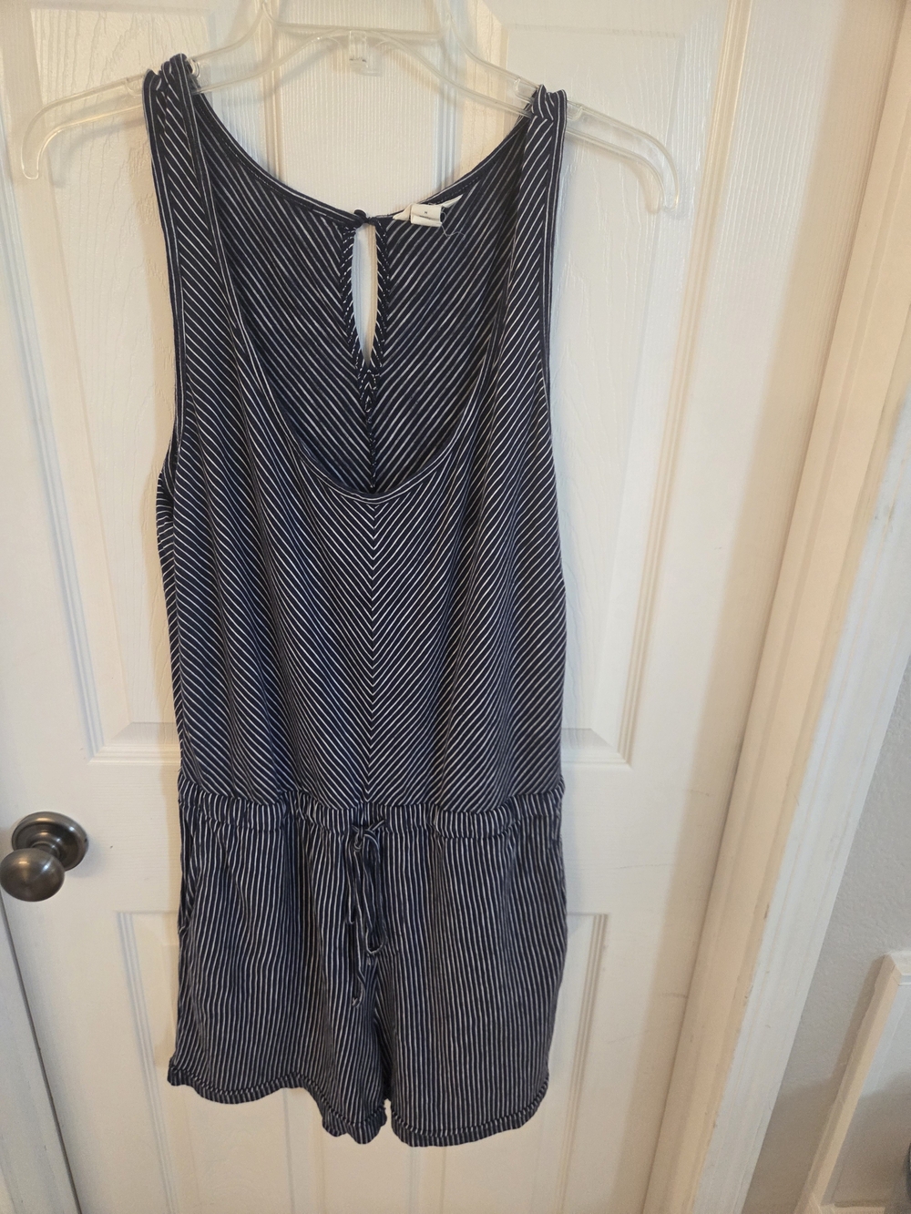 Navy & White Striped Sleeveless Romper